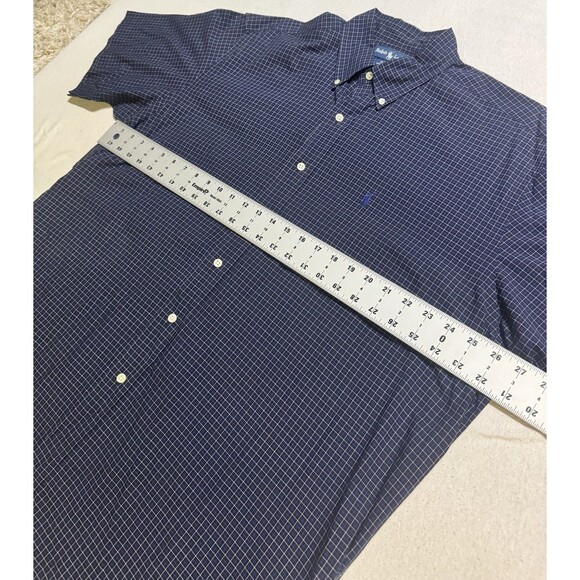 Y2K Polo Ralph Lauren Blake Classic Dark Blue Plaid Button Down Shirt Size XL - Picture 4 of 6